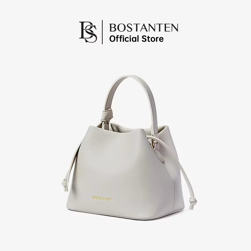 Off White Straw Bucket Bag