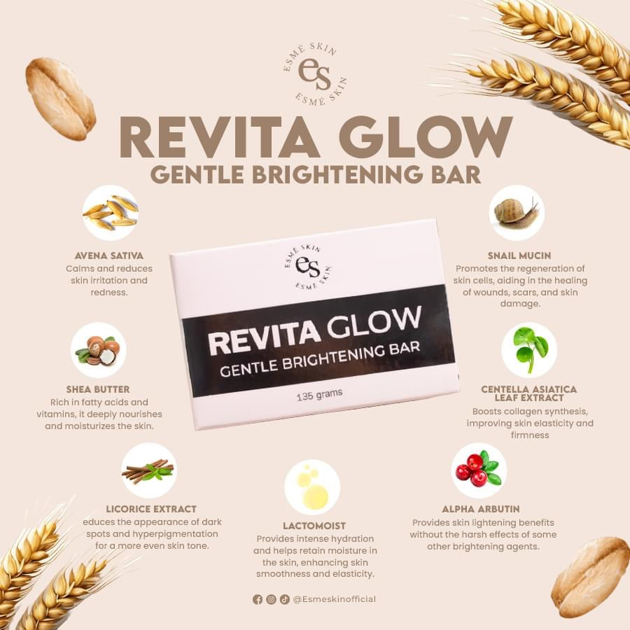 Esmé Skin Revita Glow Gentle Brightening Bar, 135g for Radiant Skin