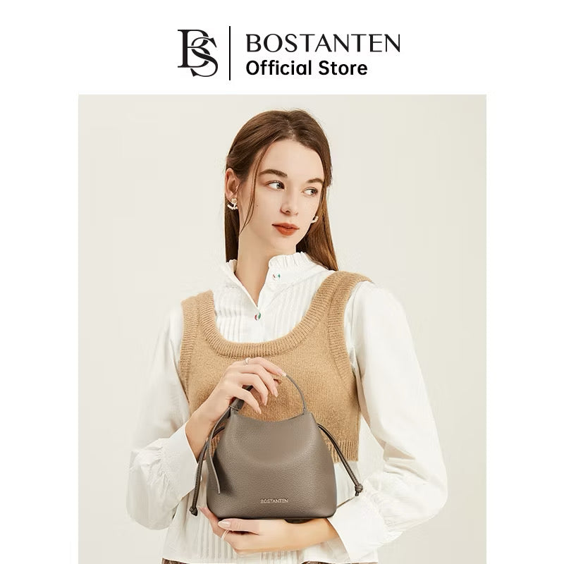 Straw String Camel Bucket Bag