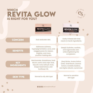 Esmé Skin Revita Glow Gentle Brightening Bar, 135g for Radiant Skin