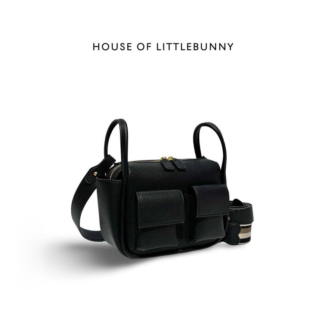 Black PU Brick 22 Handbag